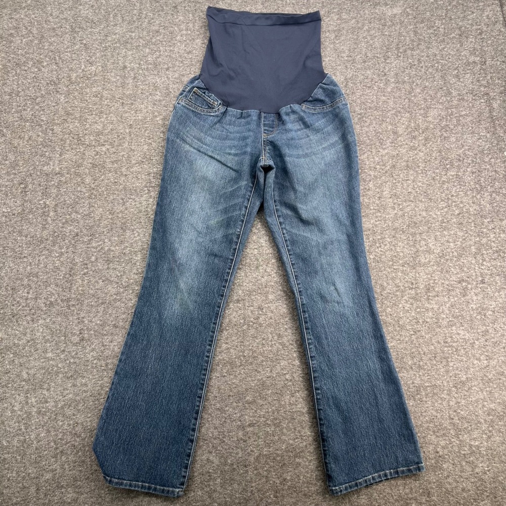Indigo Blue Premium Denim Womens Maternity Bootcut Jeans Medium Wash Small